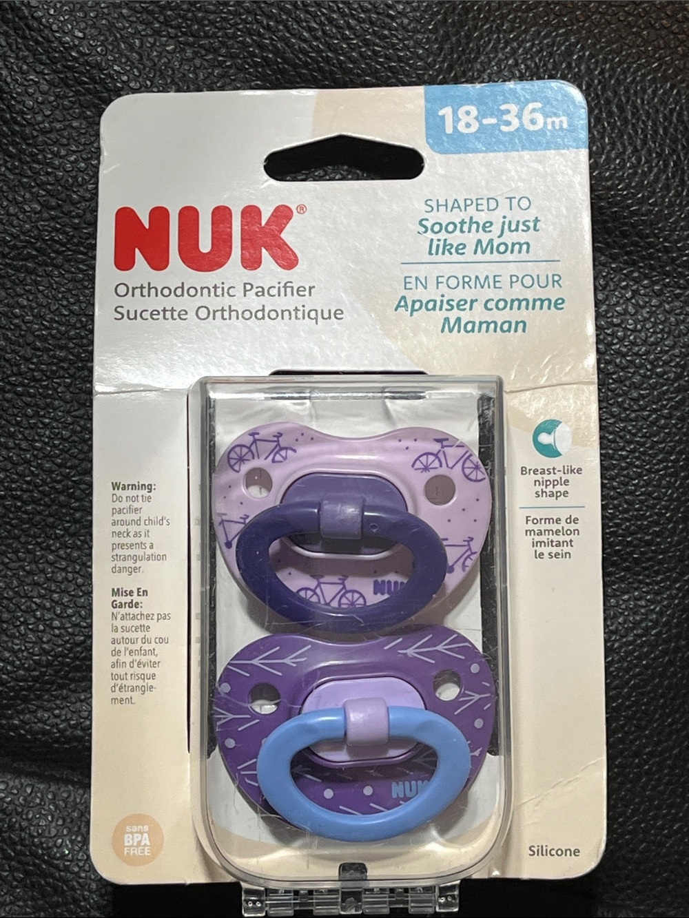 NUK Orthodontic Pacifiers 18–36 Months | Purple 2-Pack with Case | New